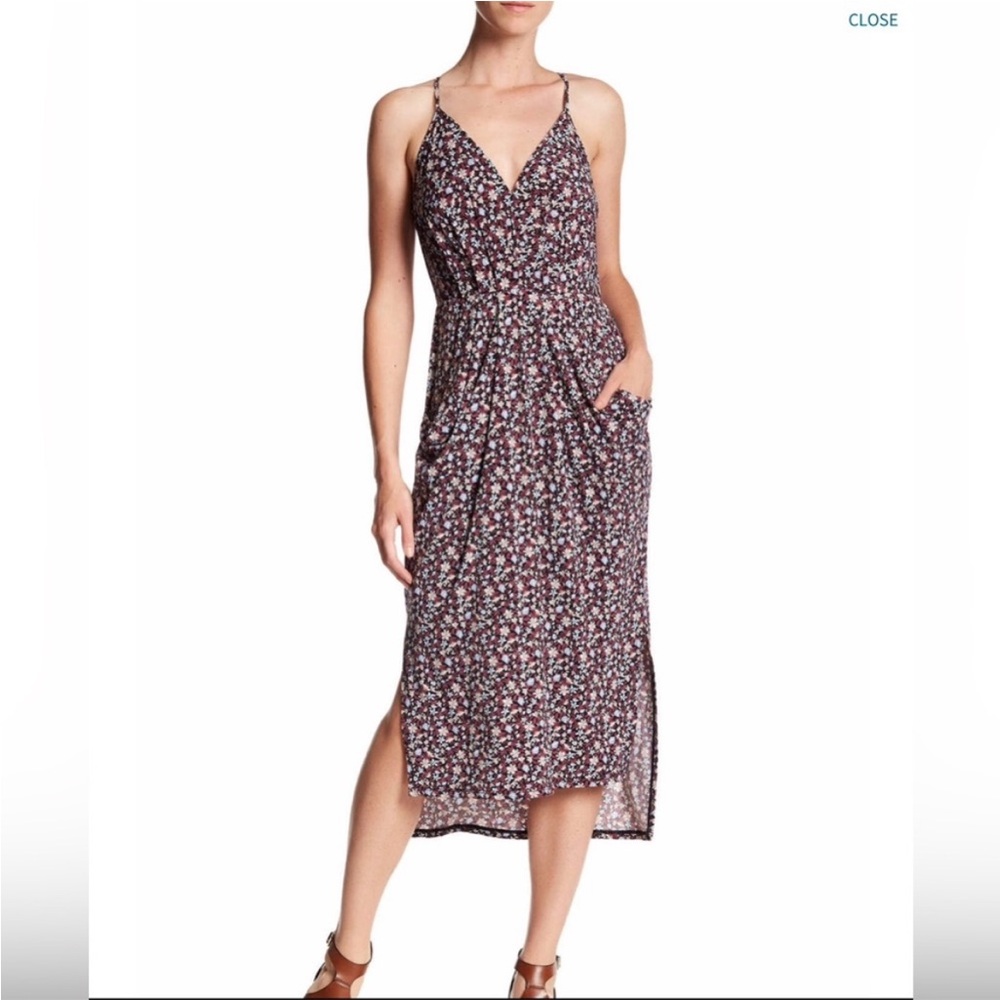 BCBGeneration Purple Floral Midi Dress